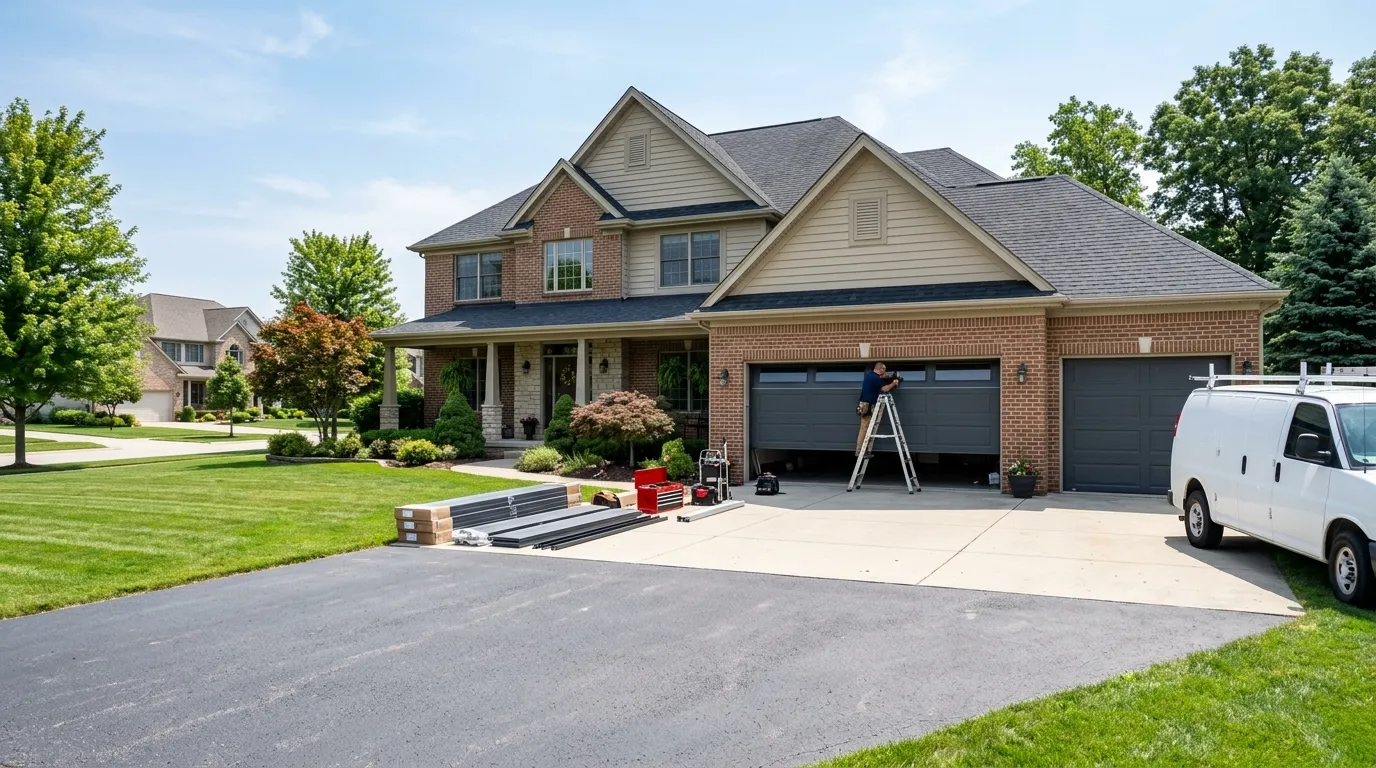 New residential garage door installed on a Shreveport Louisiana home